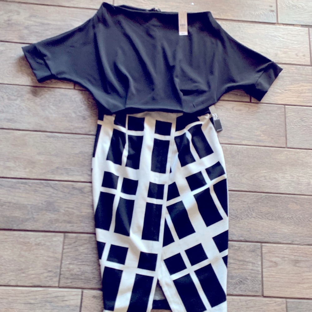 Black and White Pencil Skirt Dress